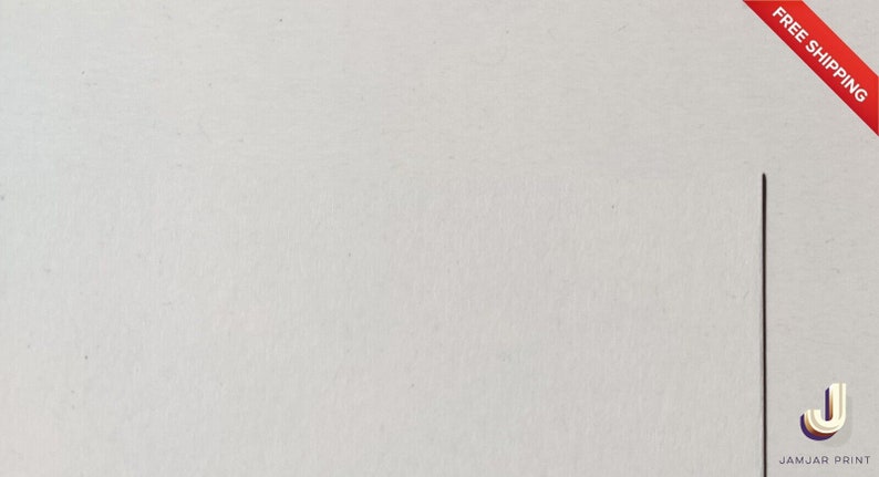 May include: A blank white postcard with a black line down the right side. The text "FREE SHIPPING" is printed in red on a white rectangle in the upper right corner. The text "JAMJAR PRINT" is printed in black at the bottom right corner.