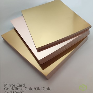 GOLD Mirror card A4 280gsm Highest Quality,Arts & Craft. One sided. 3 TYPES