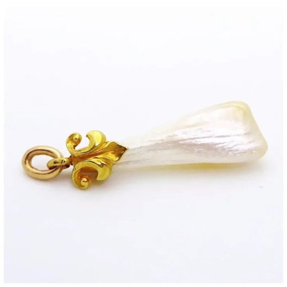 Antique Art Nouveau 14K Gold Fresh Water Pearl Fl… - image 2