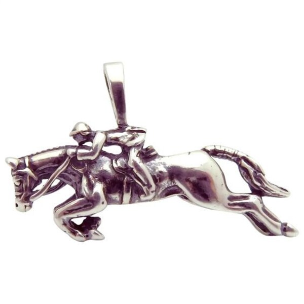 Vintage KABANA Sterling Silver Jockey Horse Racing Equestrian Pendant
