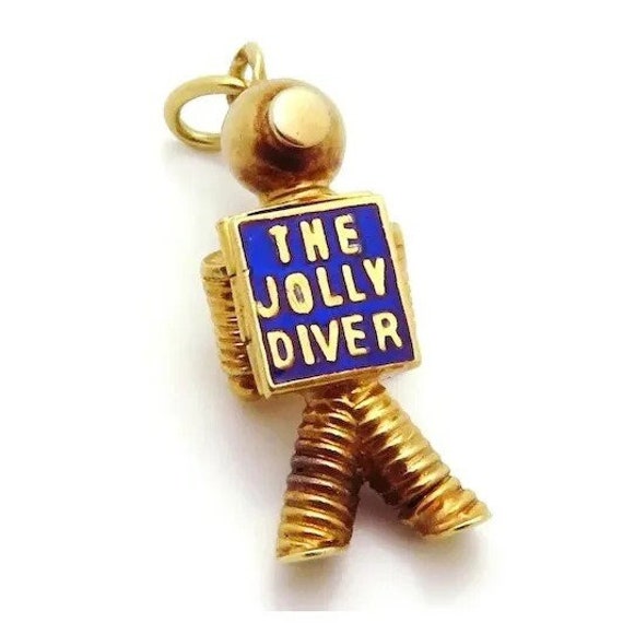 Antique 14K Gold Movable Enamel *The Jolly Diver*… - image 2