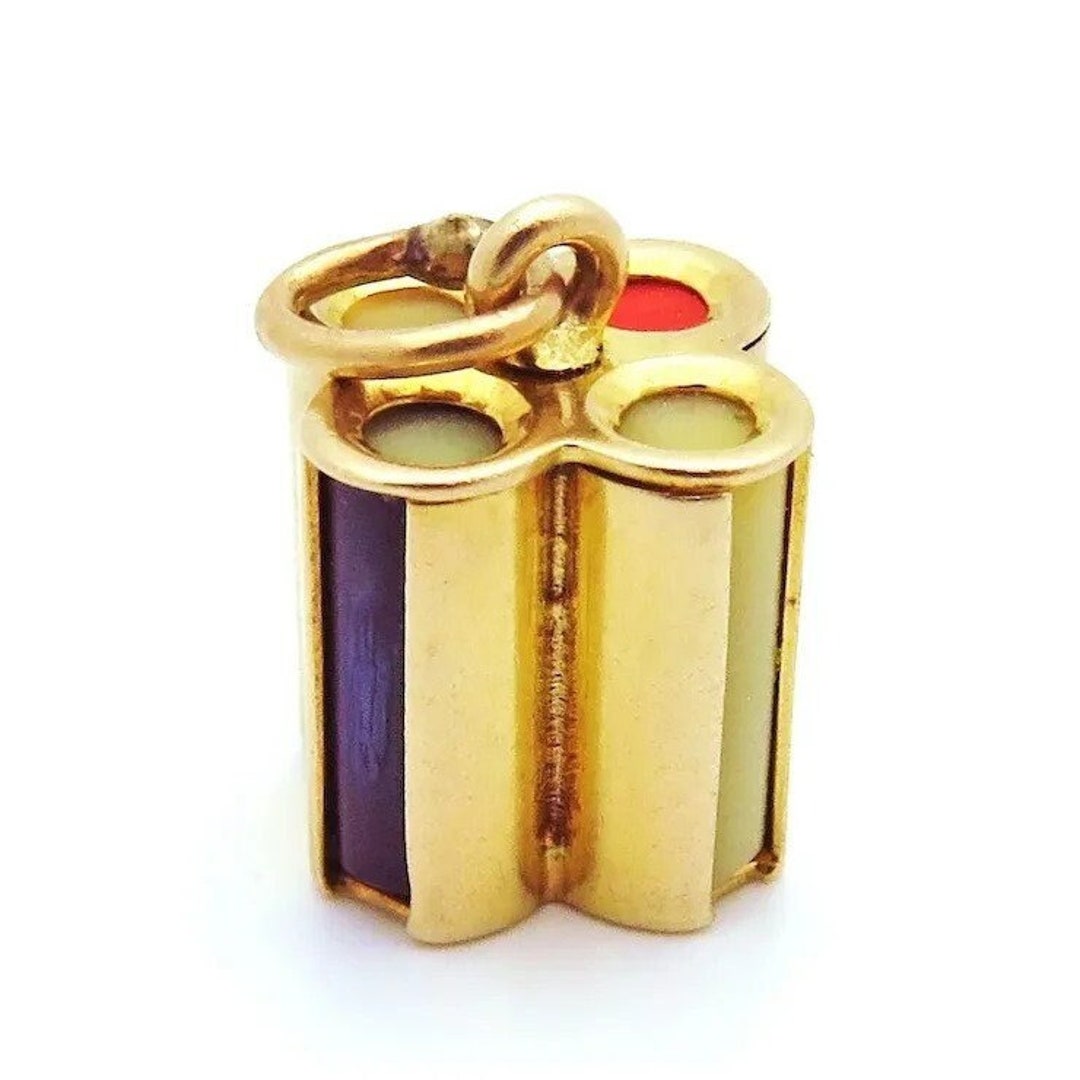 Vintage 14K Gold Enamel Poker Chips Holder Gambling Charm Etsy