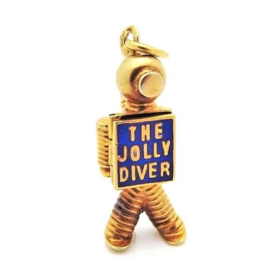 Antique 14K Gold Movable Enamel *The Jolly Diver*… - image 1