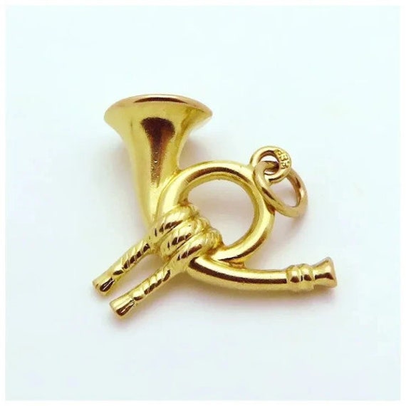 Wonderful Vintage 8K Yellow Gold 3D French Horn C… - image 6