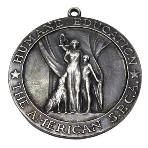 1929 Art Deco Era Sterling Silver American SPCA Humane Poster Contest Medallion