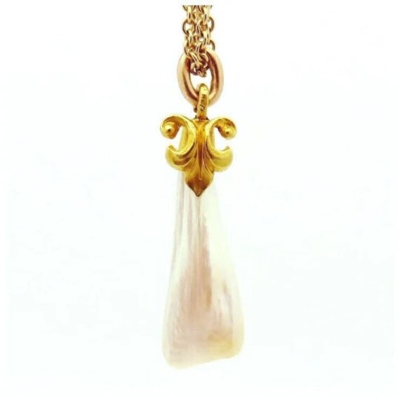 Antique Art Nouveau 14K Gold Fresh Water Pearl Fl… - image 1