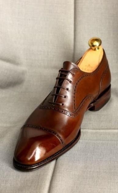 Pure Handmade Men's Tan Leather Lace up Cap Toe Oxford - Etsy