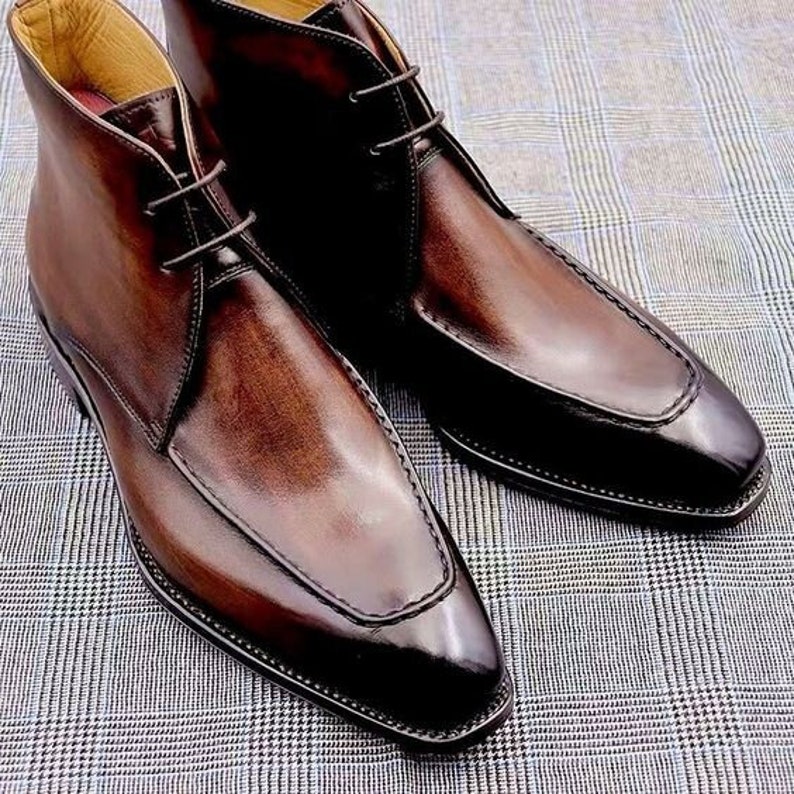 Pure Handmade Men's Adorable Medium Brown Leather Lace up - Etsy