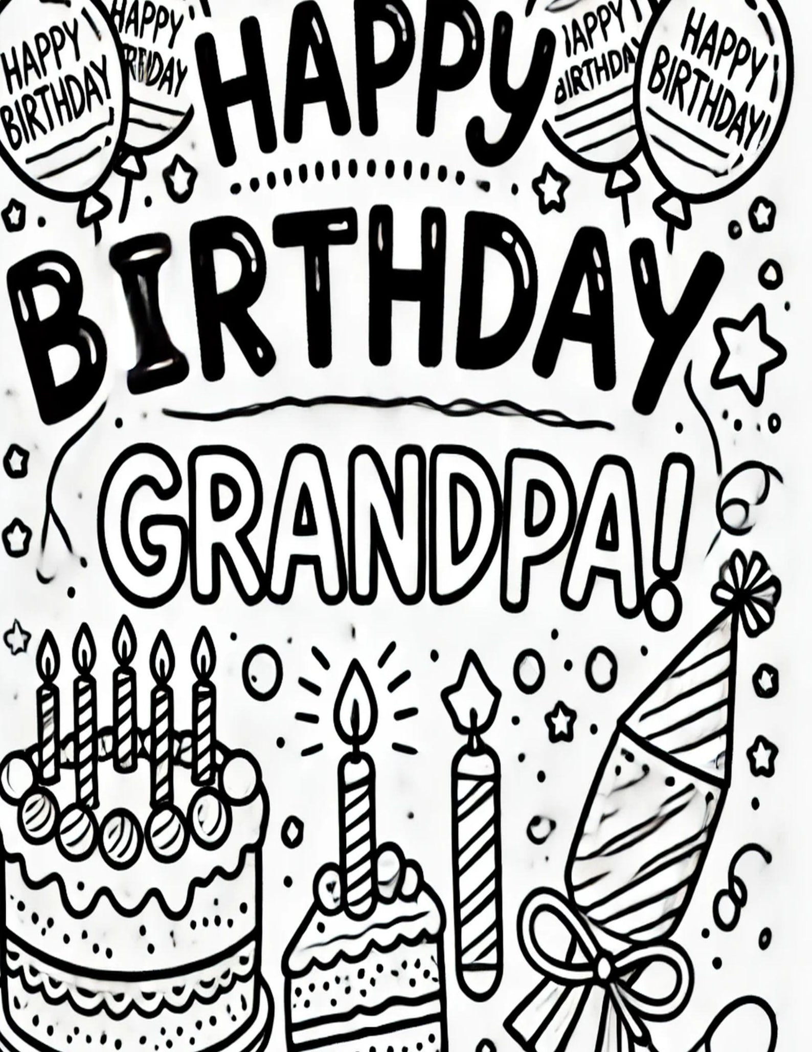 Happy Birthday Grandpa Coloring Page | Fun Birthday Activity for Kids ...