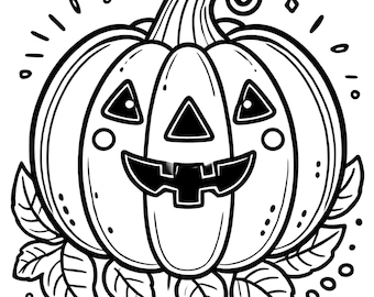 Jack-o'-Lantern Coloring Page | Halloween Coloring Page for Kids and Adults | Printable PDF
