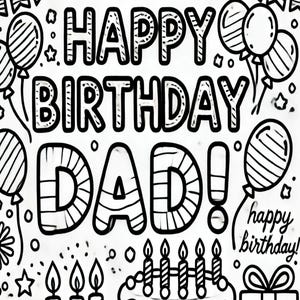 Alles Gute zum Geburtstag Papa Malseite | Lustige Geburtstagsaktivität für Kinder und Erwachsene | Druckbares PDF