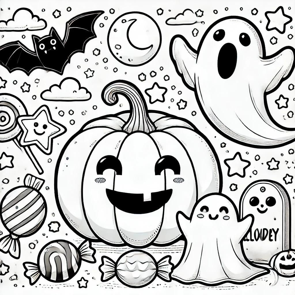 Haunted House Halloween Coloring Pages for Kids Fun and Friendly