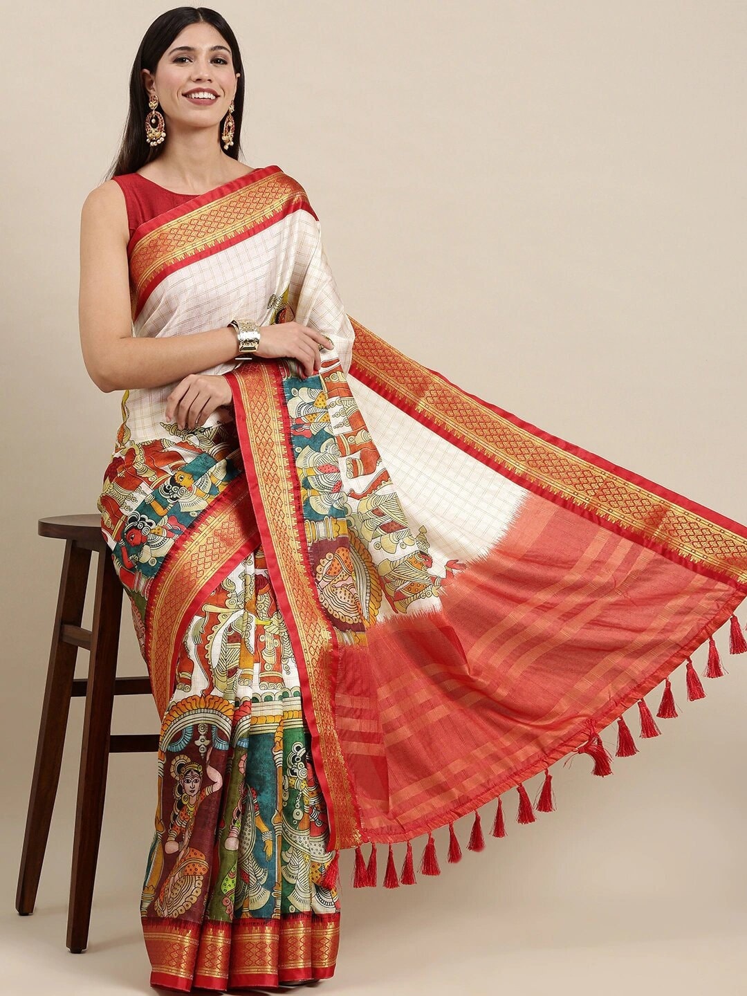 saree with shawl in winter