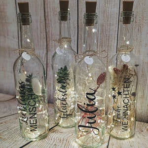 Bottle light - decorative lamp - gift light - thank you - with saying - personalized - LED light chain - Christmas - wedding