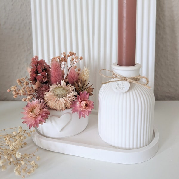 Geschenkset - Vase - Kerze - Trockenblumen - Deko - Weihnachtsgeschenk - Geschenk Freundin - Kleinigkeit