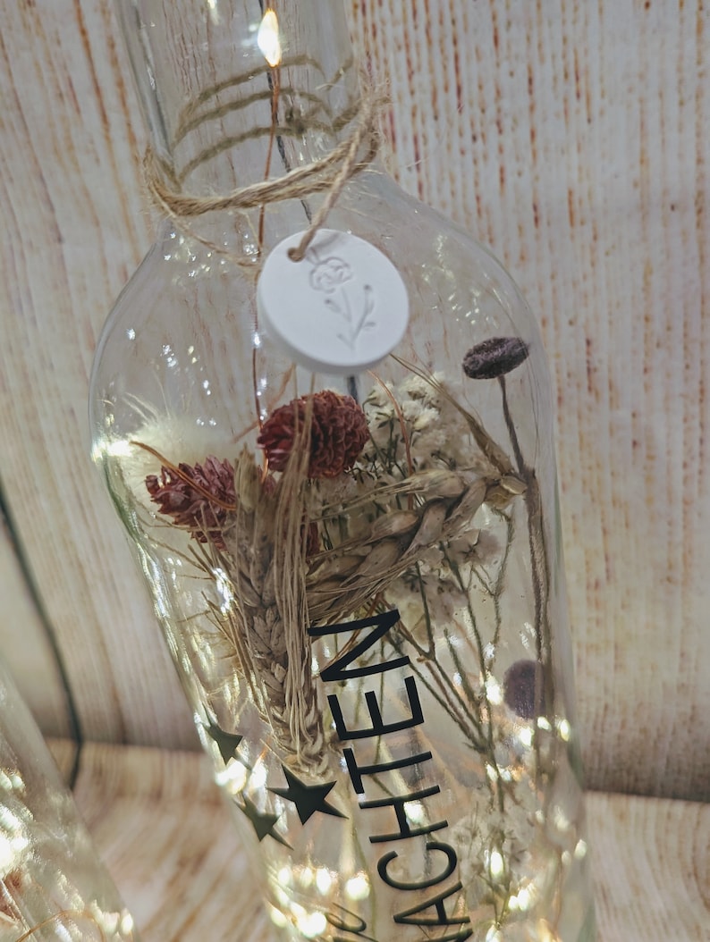 Flaschenlicht Deko Lampe Geschenk Licht Danke mit Spruch personalisiert LED Lichterkette Weihnachten Hochzeit Bild 6