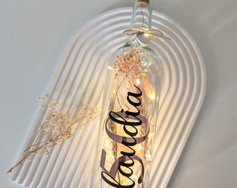 Flaschenlicht - Geschenk Licht - Danke - mit Spruch - personalisiert - LED Lichterkette - Weihnachten - Runder Geburtstag
