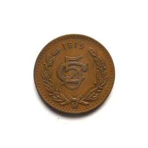 mexico 1915 5 centavos world foreign coin