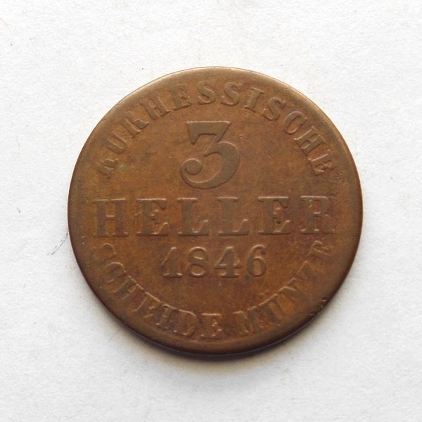 german states hesse 3 heller 1846 world coin