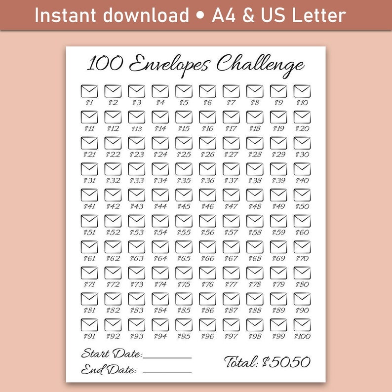 100 Envelopes Challenge Printable - Il 794xN.4348361203 O0er 