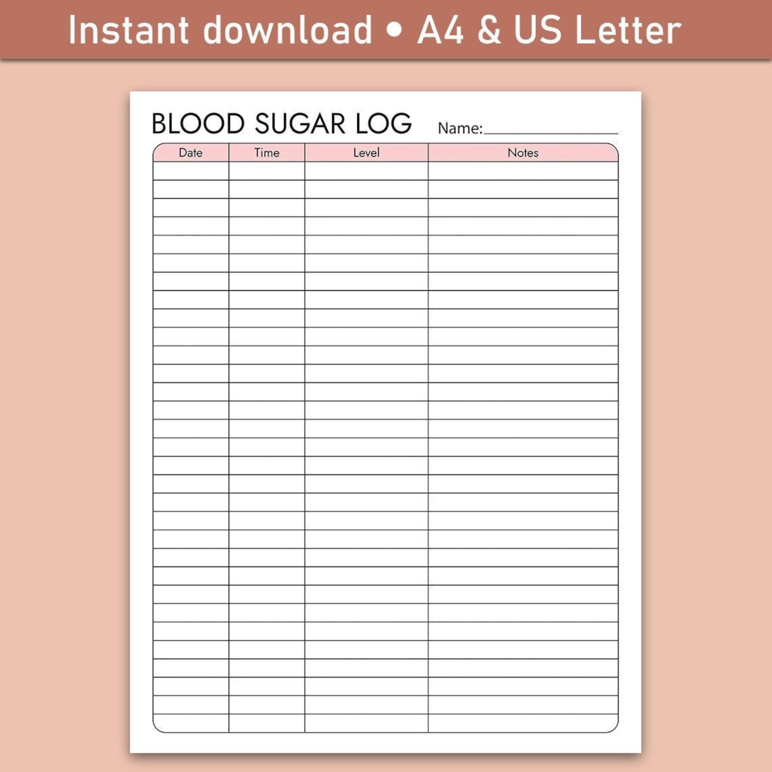 Printable Blood Sugar Log Blood Sugar Tracker Diabetes Tracker Printable Blood Sugar Log Blood Sugar Tracker Diabetes Tracker