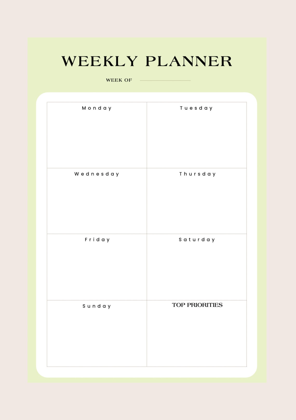 Cute Weekly Planner Printable, Cute Weekly A4 Planner Digital Template ...