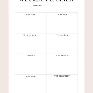 Cute Weekly Planner Printable, Cute Weekly A4 Planner Digital Template ...