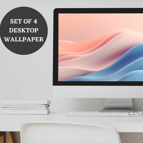 Set of 4 Pastel Desktop Wallpaper / Abstract Minimalist Computer / PC / Macbook / Laptop / Windows Background / Digital Instant Download