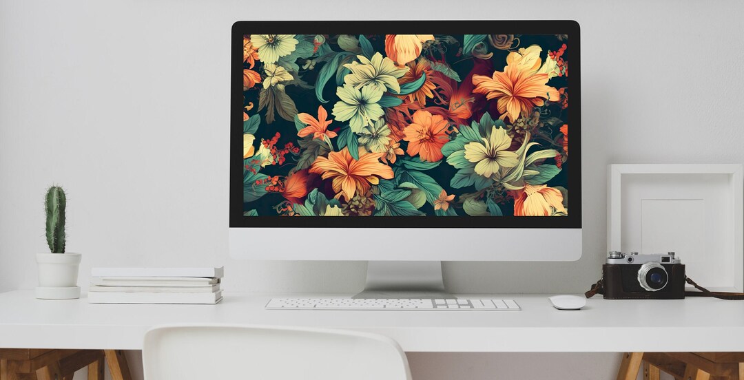 Floral Desktop Wallpaper / Abstract Minimalist Computer / PC / - Etsy