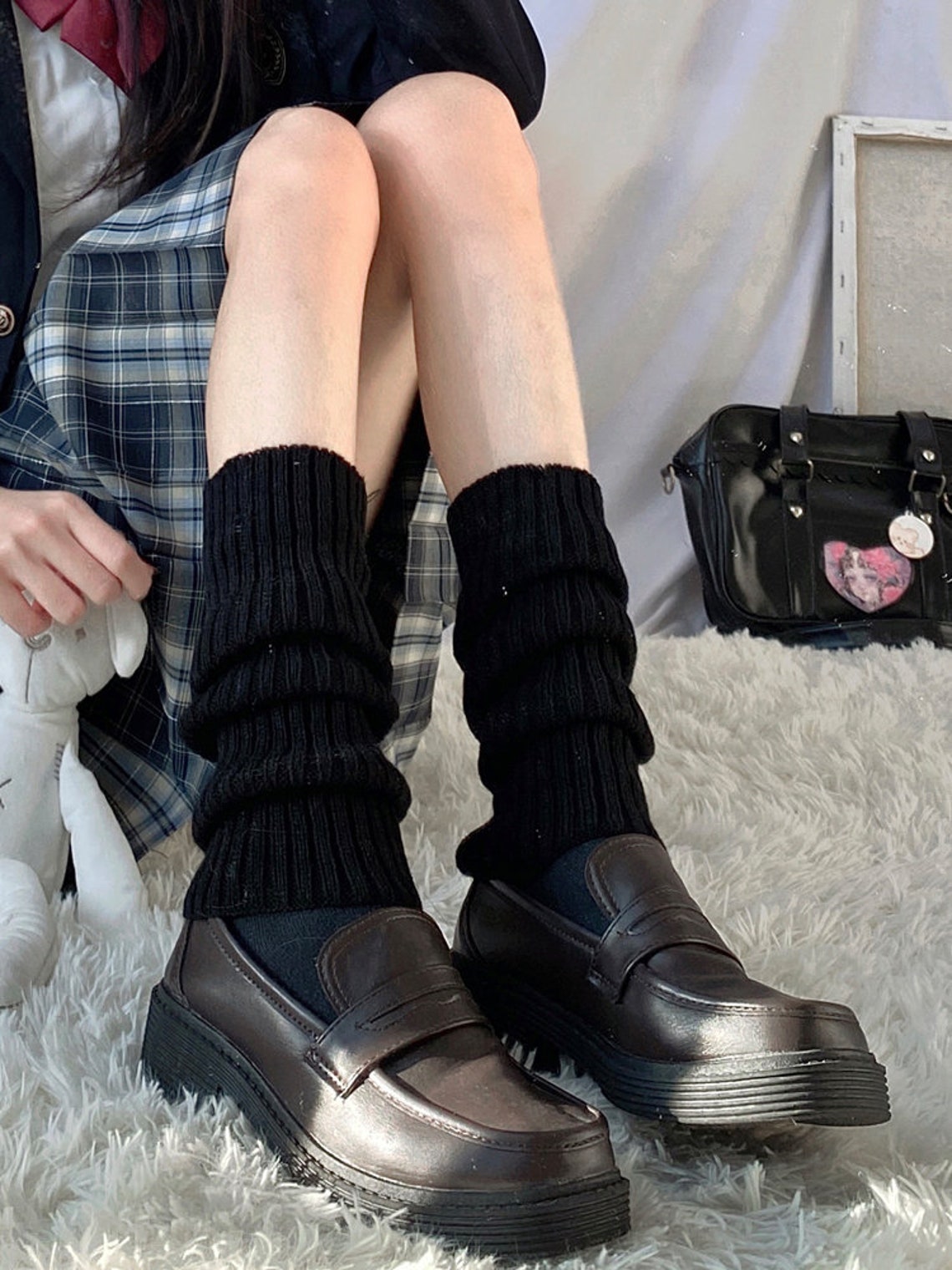 Y2k Cotton Leg Warmers for Women 1 Pair Knittedknitted White Etsy