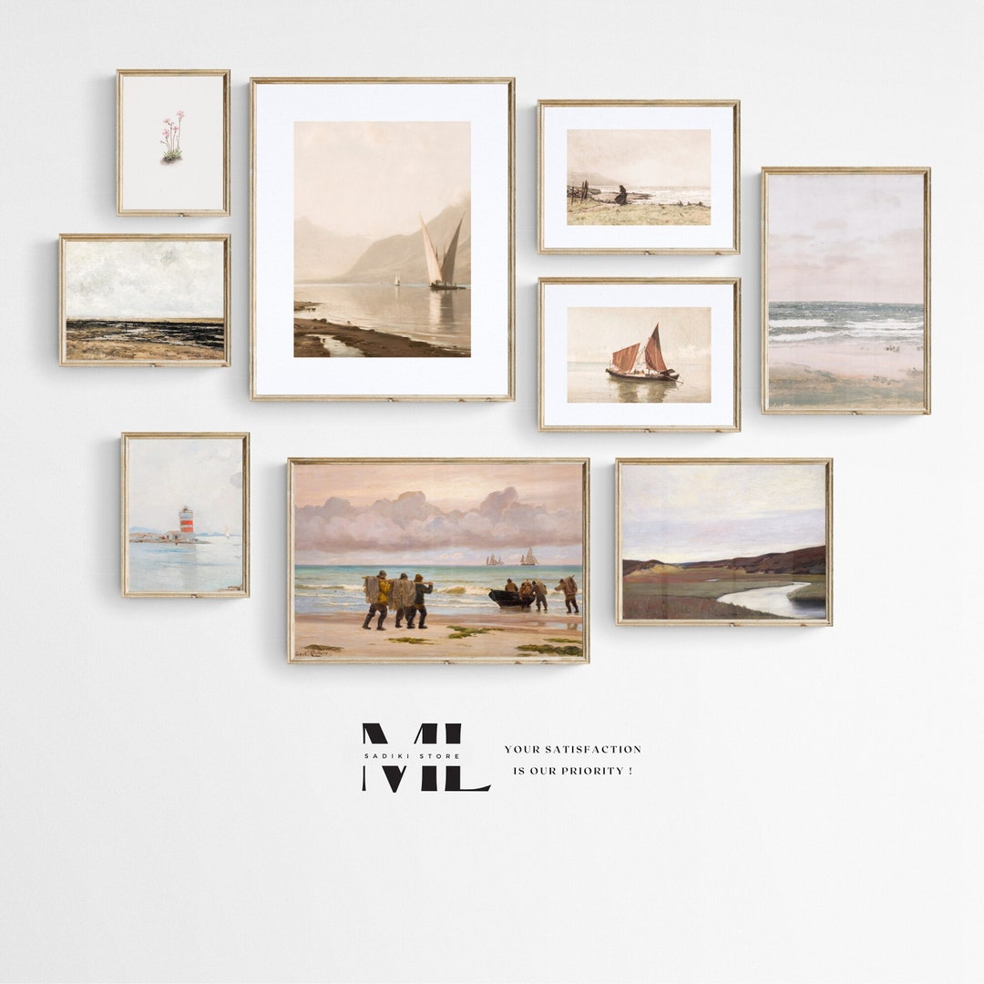 PRINTABLE SAILBOAT ARTWORK Set of 9 Prints, Beachy Wall Art, Digital ...