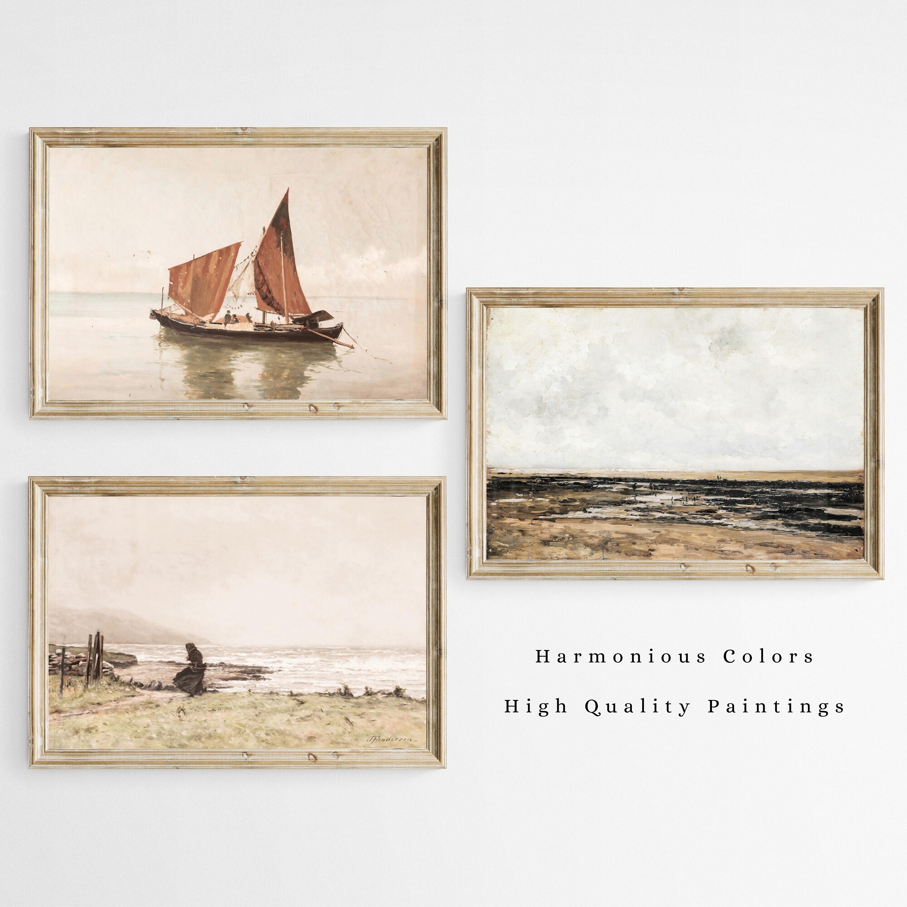 PRINTABLE SAILBOAT ARTWORK Set of 9 Prints, Beachy Wall Art, Digital ...