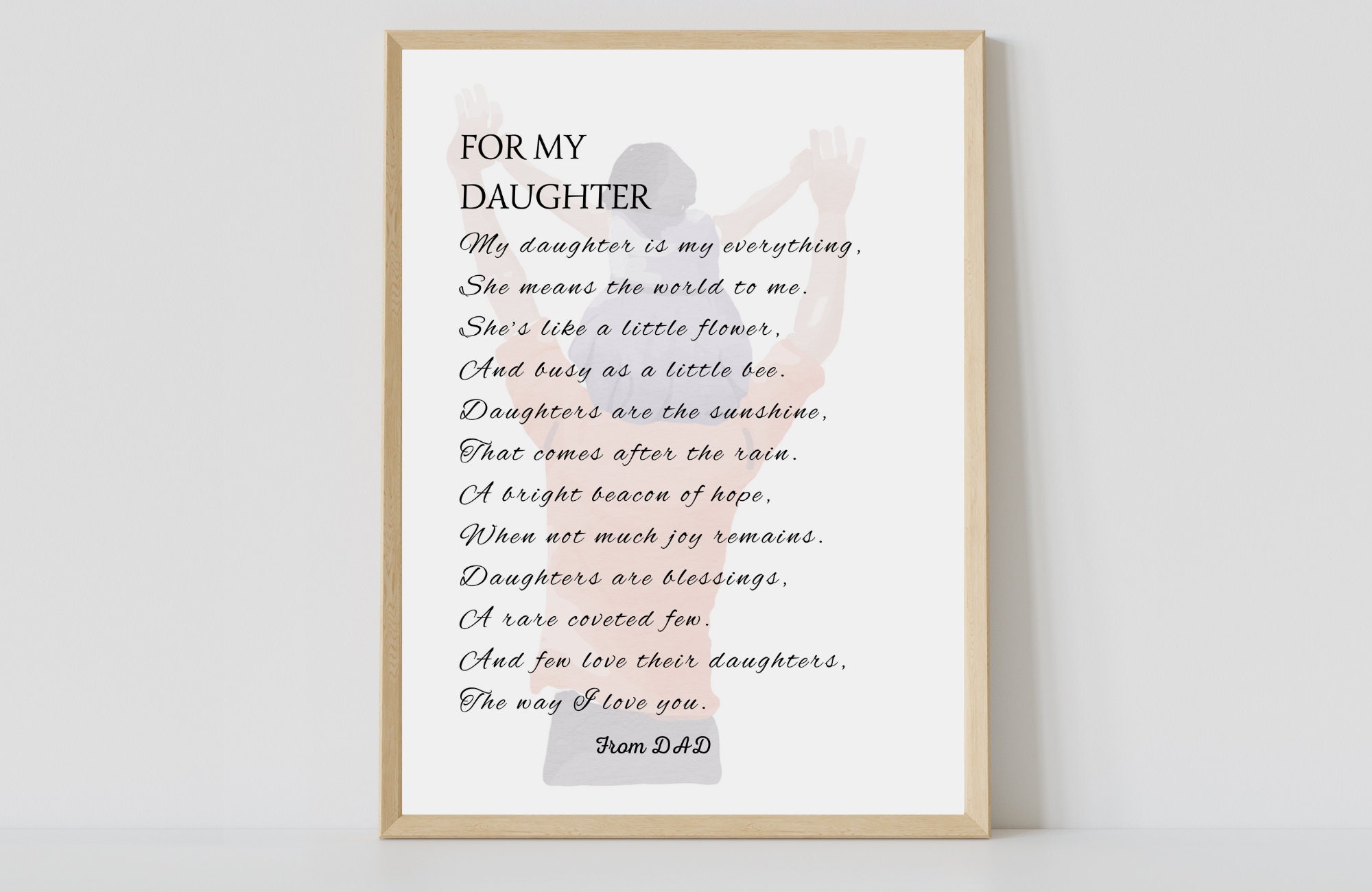 to My Daughter, Gift to My Daughter from Mom or Dad, Picture Framed Poem, 6x12 7340, Brown