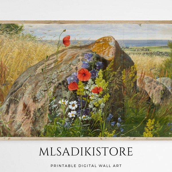 Samsung Frame TV Art Spring | Wildflower Field | Flower Meadow | Vintage Painting | Country Field Frame TV art Digital Download