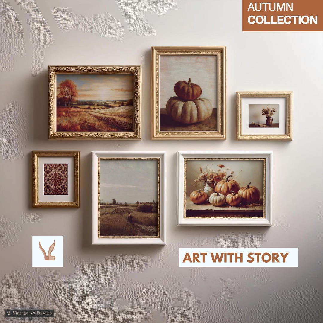 Fall Gallery Wall Set of 6 Prints | Vintage Rustic Autumn Printable ...