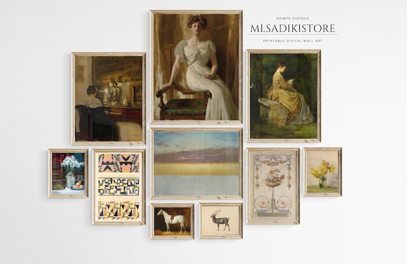 Vintage French Country Printable Wall Art Set of 10 Prints, Gallery Wall Art Set, Vintage