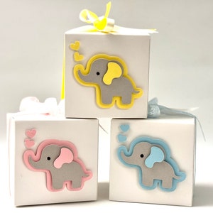 Personalized Elephant Favor Boxes: Baby Shower Birthday Party Favors (Set of 6)