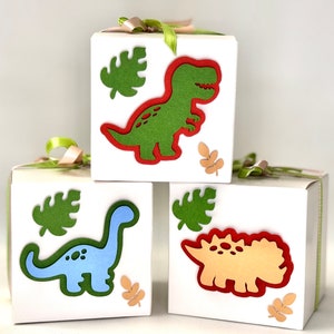 Personalized Dinosaur Favor Boxes: T-Rex, Brontosaurus, Pterodactyl - Set of 6