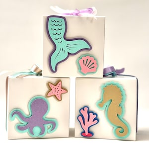 Set of 6 Mermaid favor & gift boxes - Colorful party supplies - Under the sea birthday party