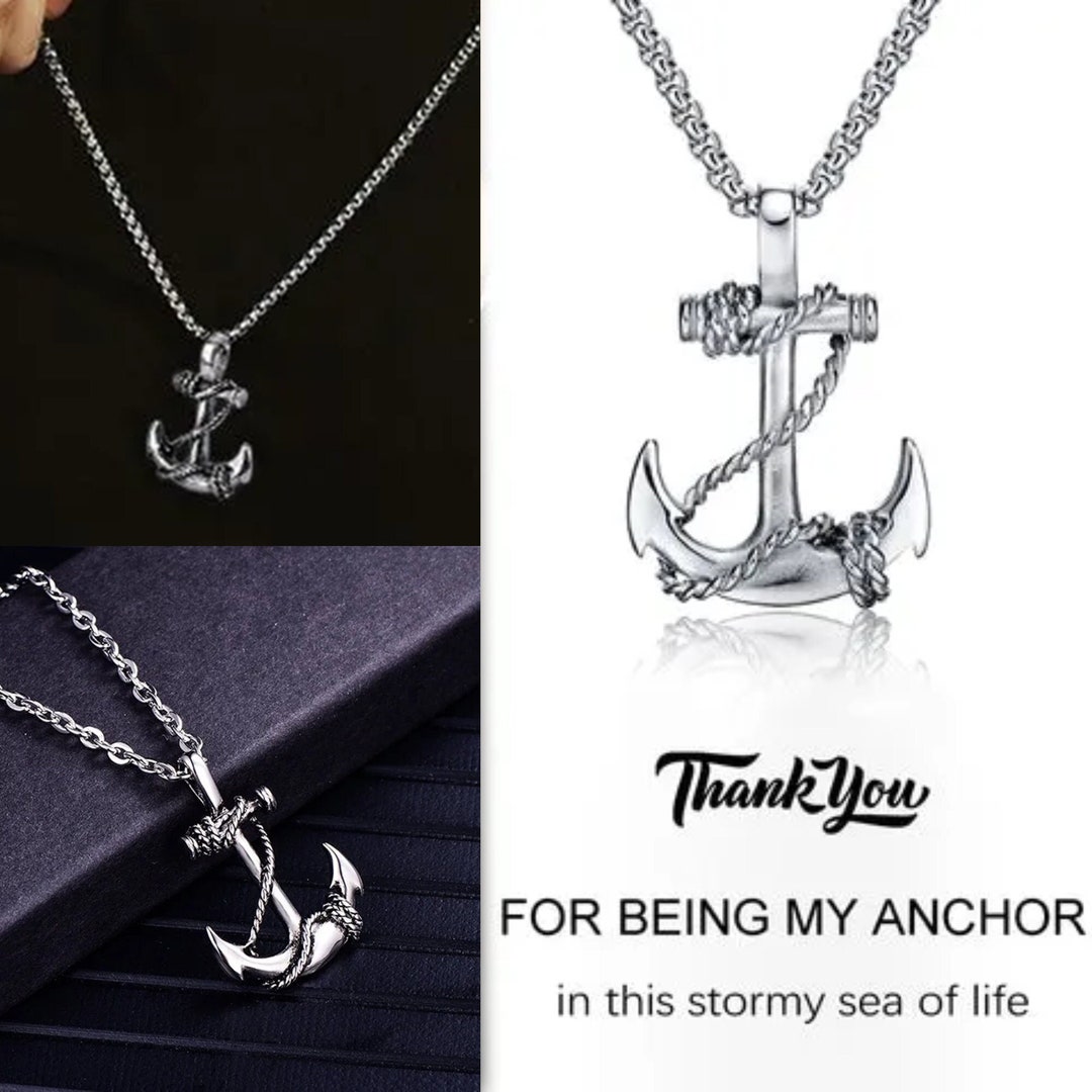 Black Anchor Pendant Necklace for Men to My Man Thank You for Etsy