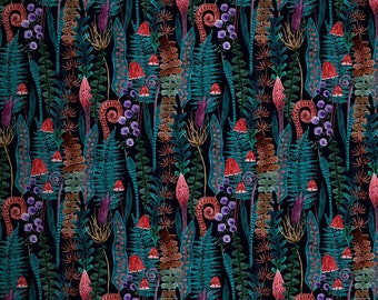 Dark Botanical Mushroom Wallpaper: Peel and Stick Wallpaper
