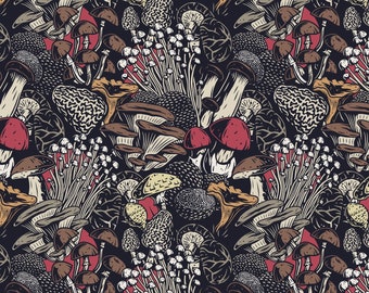 Mushroom Forest Wallpaper: Dark Botanical Peel and Stick Wall Mural