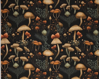 Dark Botanical Mushroom Wallpaper: Peel and Stick, Removable
