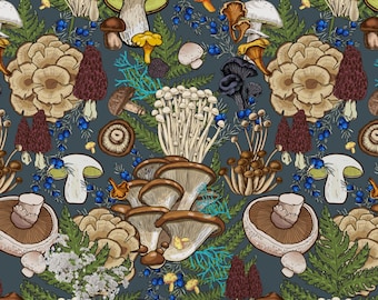 Mushroom Wallpaper: Botanical Landscape Wall Mural, Peel and Stick