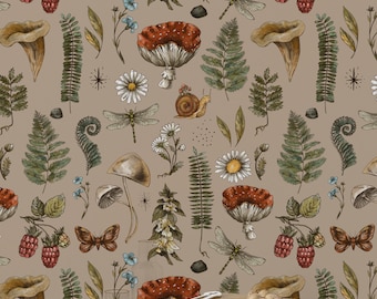 Daisies and Butterflies Wallpaper: Vintage Mushroom Peel and Stick