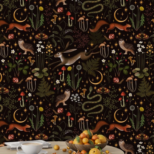Vintage Mushroom Wallpaper: Botanical Peel and Stick Wall Mural
