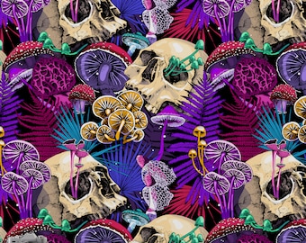 Skull Mushroom Wallpaper: Colorful Gothic Peel and Stick