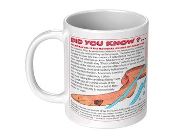 EELS AND LOBSTERS Did You Know? info mug - from Steve Aylett's Hyperthick comic, surreal data on the habits of eels and lobsters