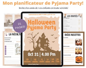 Planificateur de Pyjama Party Halloween, Planificateur soirée pyjama pour enfants iPad, fête, Liste de courses, checklist, Halloween