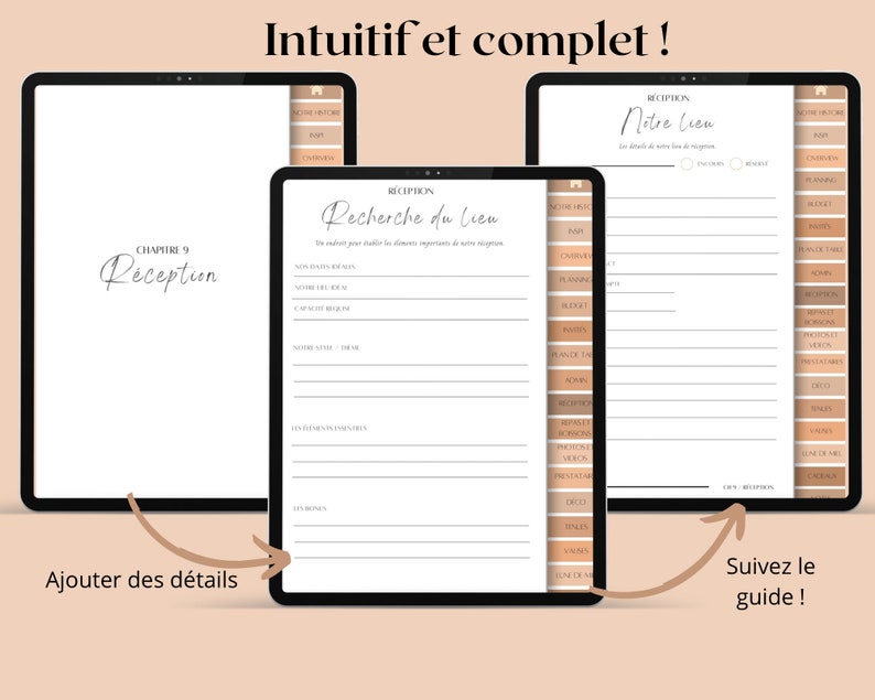 Planificateur de mariage en français , Planificateur de mariage iPad, Goodnotes de mariage, Liste de mariage, checklist, Budget de mariage image 3